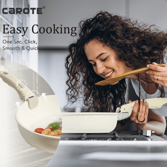 Carote Nonstick Cookware Sets, 17 Pcs Granite Non Stick Pots Pans Set - Picture 4 of 9